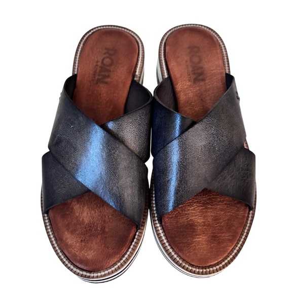 Roan Shout Bed Stu Women’s Sandal Distressed Washed Out Gray/Blue/Black 8 - Picture 1 of 6